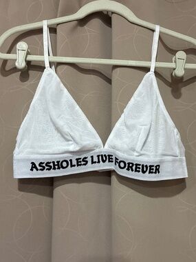 Assholes Live Forever White Bralette